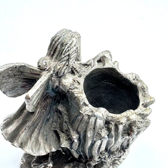 Candlestick Holder Pewter Fairies Set of 2 Butterflies Flowers Vintage Taiwan - Picture 11 of 12